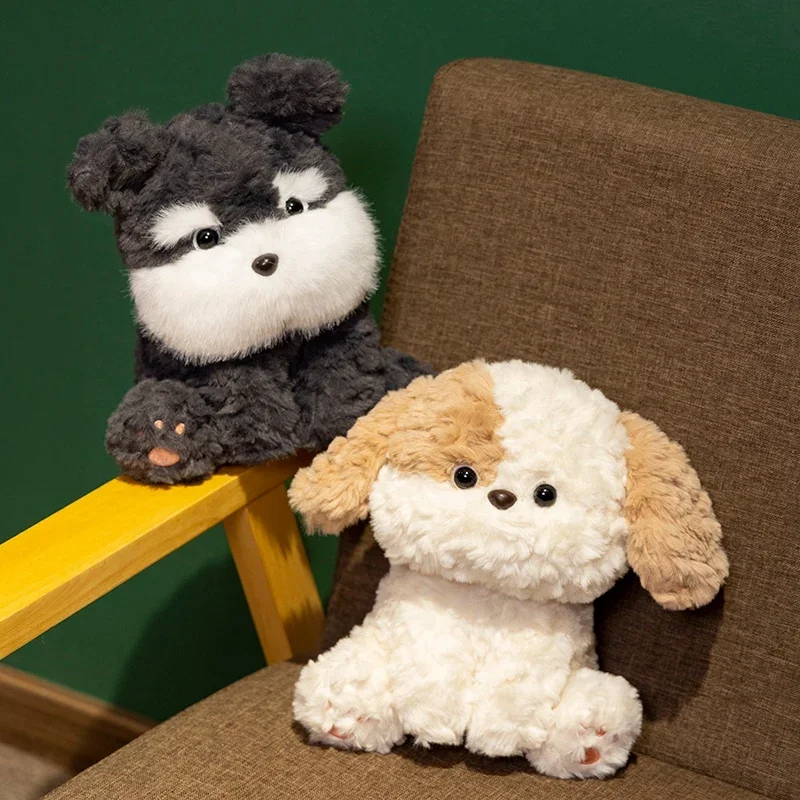 Cute Simulation Of Many Dog Plush Toys Delicate Soft Kawaii Schnauzer Dolls For Children And Girlfriends Birthday Gifts