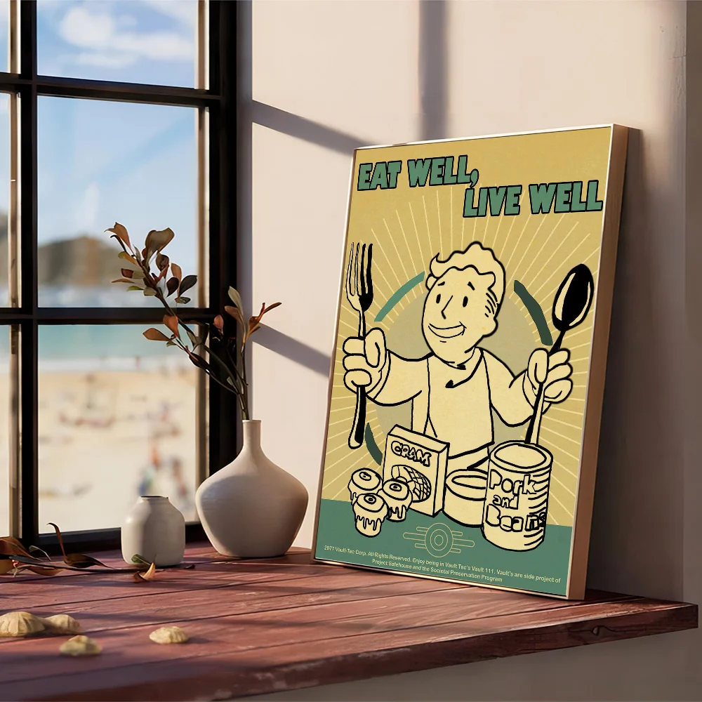 thumbnail image 1 of Impresiones y carteles de buena calidad del juego Fallout 3 4 Adhesivos de papel resistentes al agua Adhesivos de pared para cafeterías y bares, 1 of 5