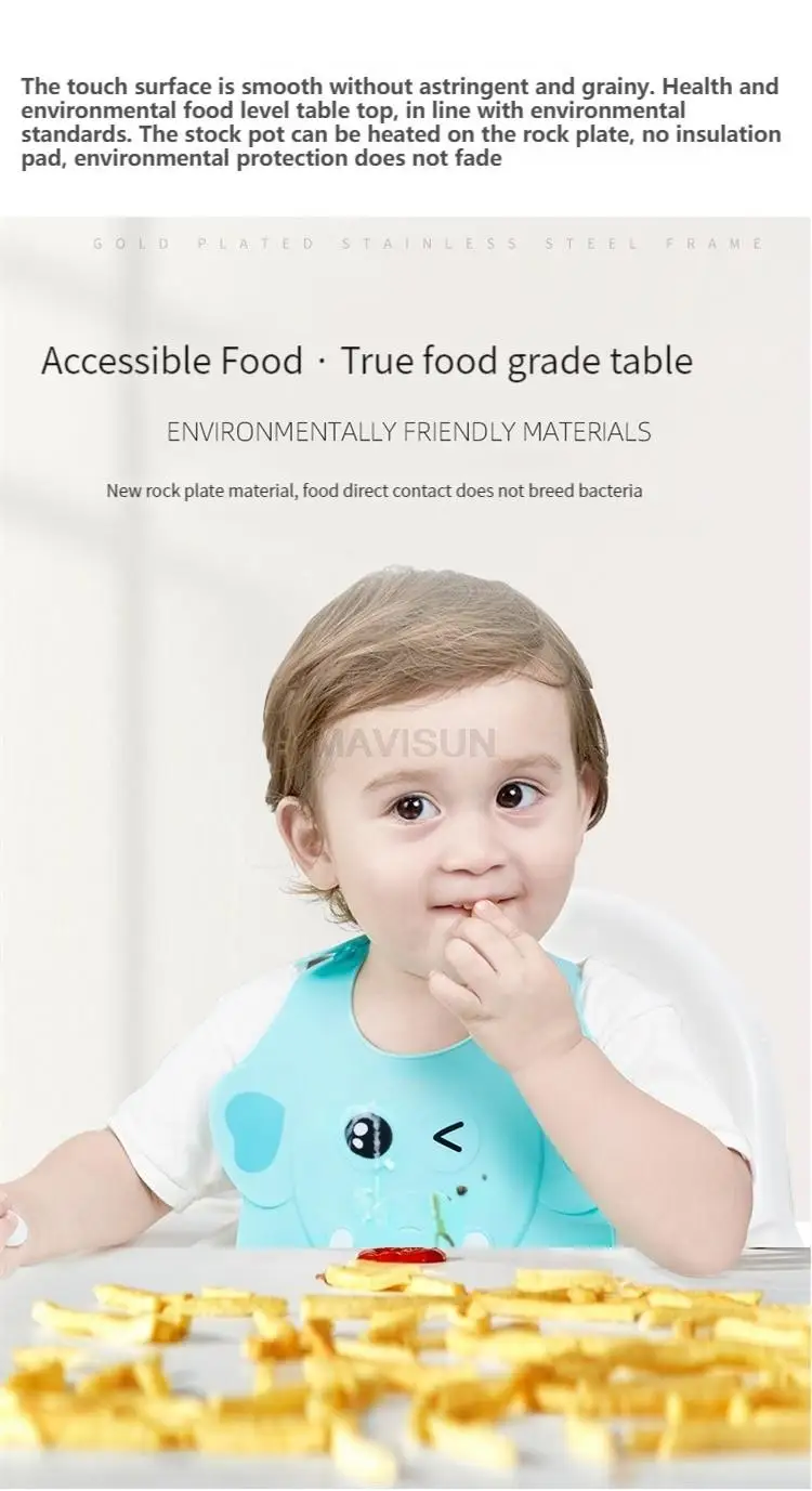 Description Picture 6 of itemCenter Kitchen Table In Rectangle Marble Desk Top Floor Console Golden Finish 6 People Luxury Dining Table Mesa Home Furniture