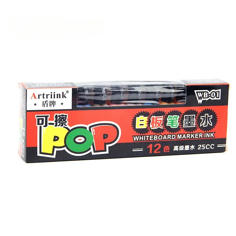 12-colors Erasable Whiteboard Pen Ink Refill Oil-based Ink Multi-color Set Large-head Marker Convenient Refill Liquid fountain pen ink