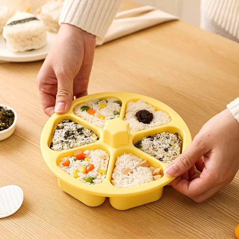 6-in-1 삼각형 초밥 틀, 밥뭉치 프레스 메이커, 논스틱 초밥 메이커, 주방 도구, 도시락 용품, 김용
