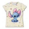 3-4Y Girls Disney Stitch T Shirts Summer Cute Cartoon Short Sleeve Children's Casual Clothing Quick Dry Tees T-shirt Kids' Top 3