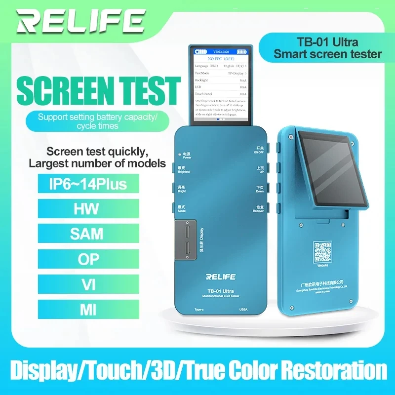 

RELIFE TB-01 Ultra Mobile Phone LCD Screen Tester For iPhone 6-14 Pro Max Samsung Hawei Xiaomi Repair Display Screen Test Tool