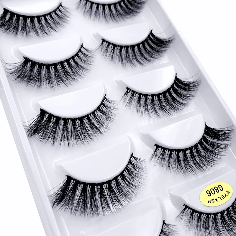 Faux-cils en vison 3D, naturels, épais, fins, fins, maquillage, extensions de beauté, Cilios E08 h13, vente en gros, 2/20/50 boîtes 22