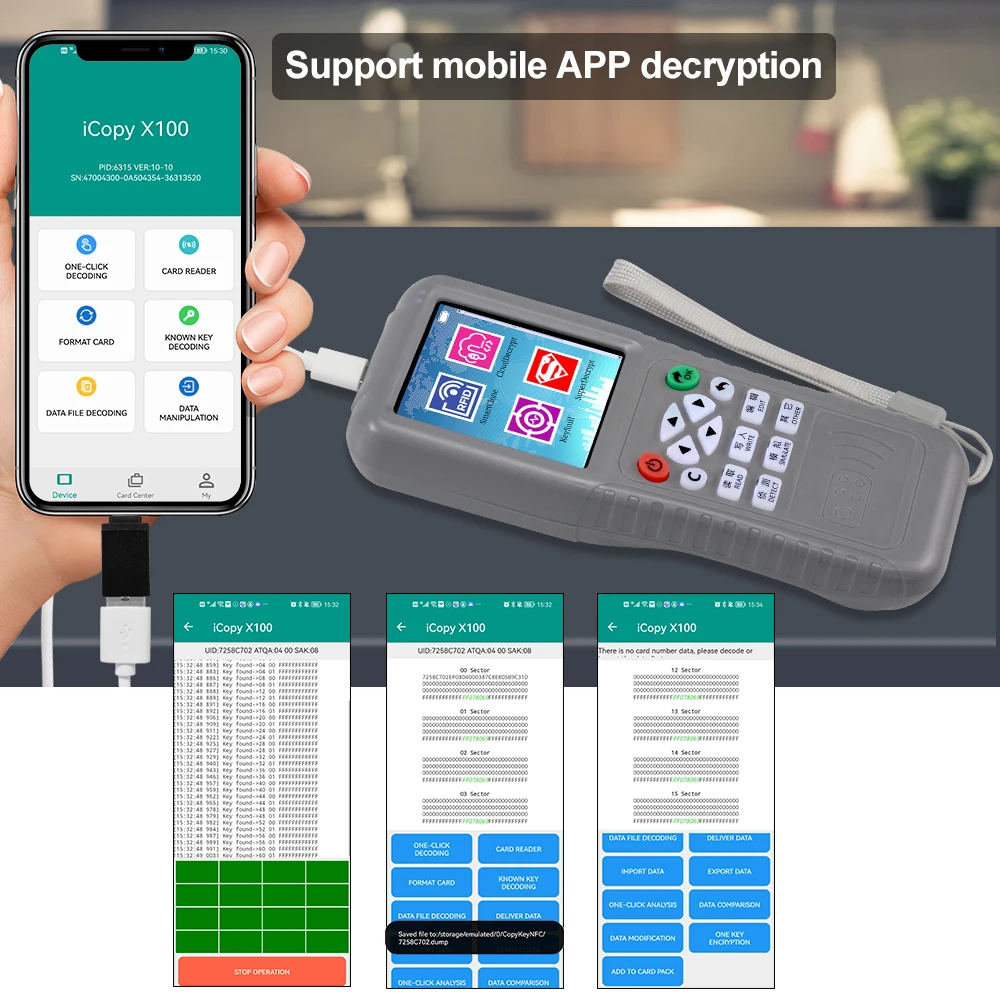 WiFi RFID Copier Duplicator NFC Smart Card Reader Writer 125KHz 13.56MHz ID IC USB Programmer Mobile Phone Decode iCopy KEY X5