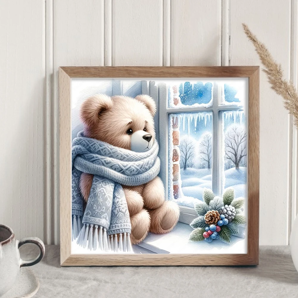 Cartoon Bear Gnome Cross Stitch Kit 11CT Printed Canvas Full Embroidery Eco-cotton Thread Home Decoration 40*40cm Embroidery Set