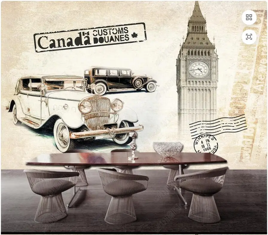 

custom mural 3d photo wallpaper British retro Paris London vintage car home decoration living room wallpapers on the wall