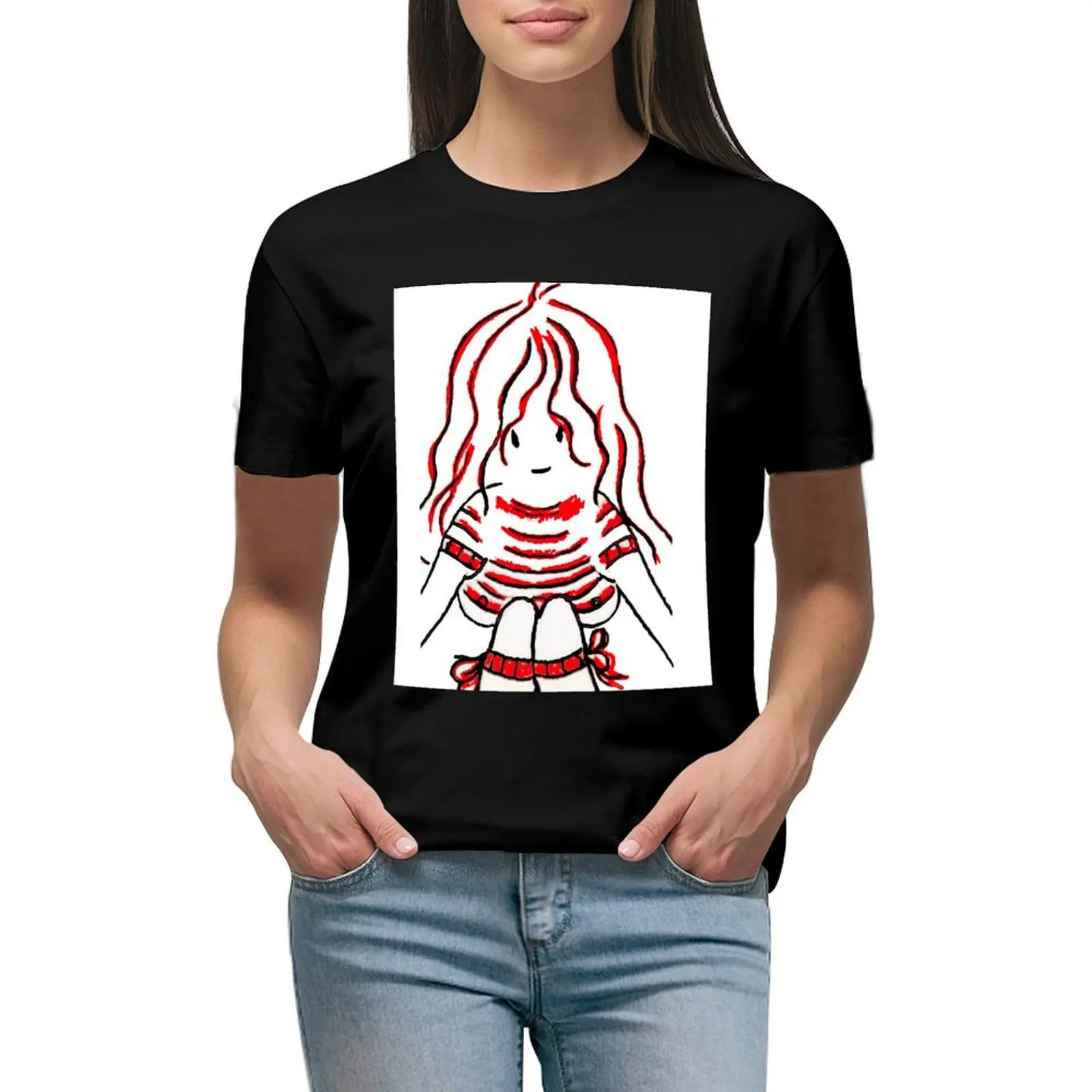 

MYLENE FARMER DRAWING T-Shirt summer clothes korean fashion animal print shirt for girls Women's t-shirt