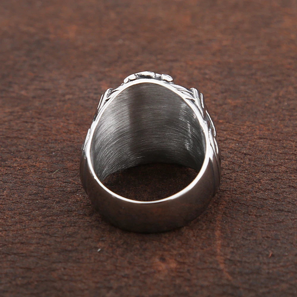 Finger Ring Stainless Steel Ring Vintage Viking Compass Helm of Awe Nordic Ethnic Belief Aegishjalmur Viking Rings Jewelry