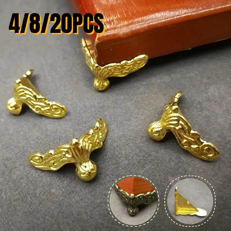 4pcs Antique Corner Protector Wood Box Case Decorative Leg Bracket Bedroom Accessories Home Decor Furniture Feet Leg Corner