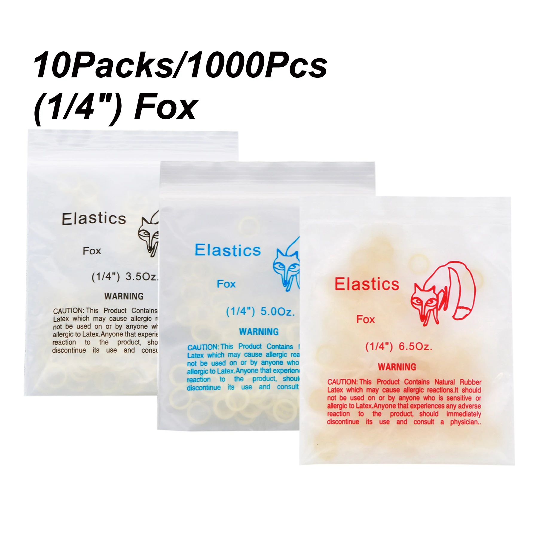 

10Bags/1000Pcs Dental Orthodontic Elastics Latex Rubber Bands Use For Brackets Braces 1/4'' Fox 3.5OZ 5.0OZ 6.5OZ