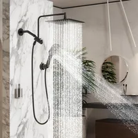 Rain Shower Heads with Handheld Spray Combo, 10 Inch High Pressure Rainfall Shower Head with 11" Extension Arm 2
