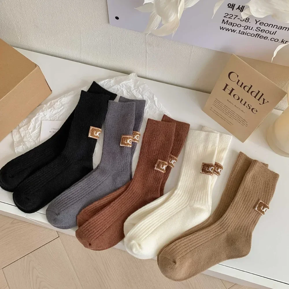 Snow Boot Socks Women Winter Knitted Mid-Tube Socks