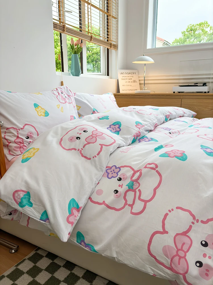 

Cotton & Cuteness-Adorable Cartoon Design Bedding Set for a Serene Sleep, 100% Cotton, 3 Pcs