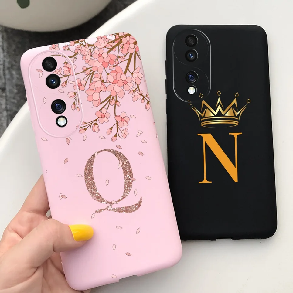 Crown Bling Letters Custodie Abc Per Huawei Honor 70 Fne-Nx9 Custodia Honor 70 Lite 70 Pro Plus Pro + Cover Shell Silicone Nero Rosa