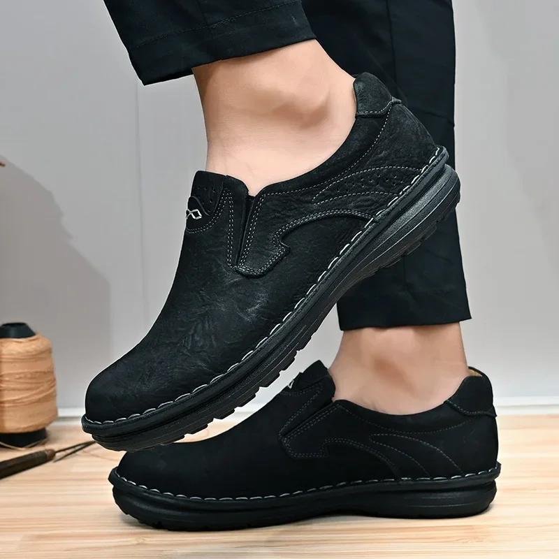 Spring/Autumn Genuine Leather Men's Shoes Comfortable Outdoor Men's Casual Shoes Breathable Flats Shoes Brand Moccasins Loafers
