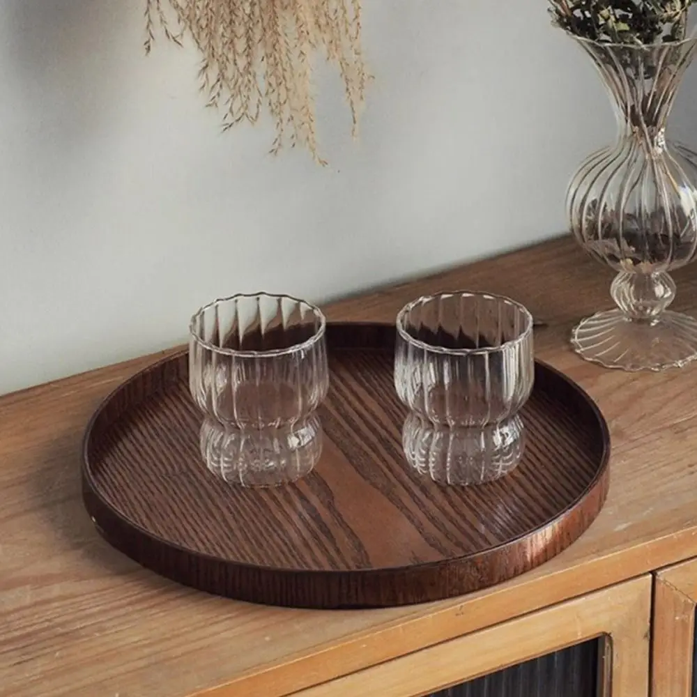 Vintage Round Serving Tray Wooden 21/24/27/30/33cm Wood Platte Food Bread Pan Coffee Home Table