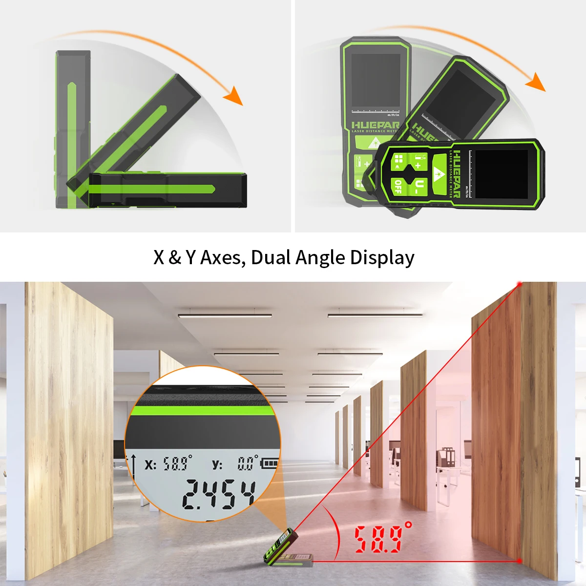 Huepar 60m/100m/120m Laser Rangefinder Digital Red Laser Distance Meter With LCD Screen Area And Volume Measurement Function S60