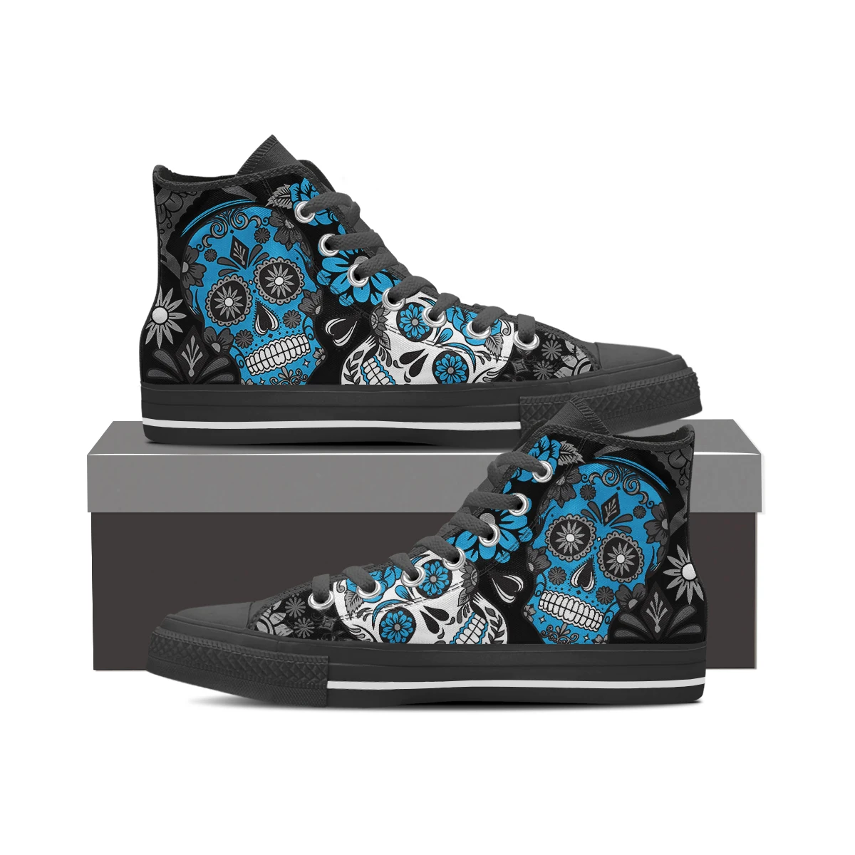 

Nopersonality Men Vulcanized Sneakers High Top Canvas Shoes Classic Sugar Skull Brand Design Men's Flats Shoes Lace Up Footwear