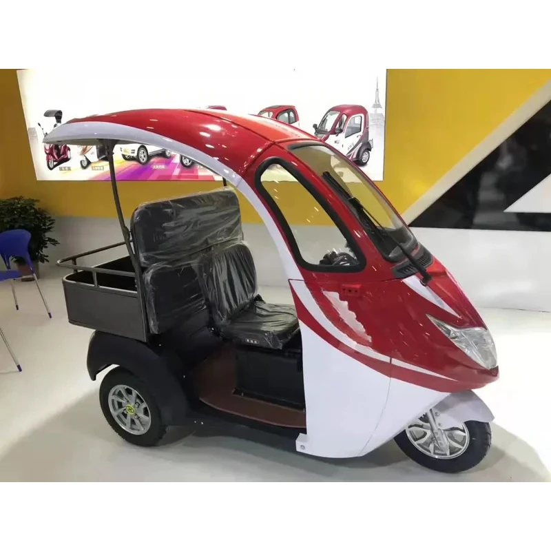 Three Wheel Electric Mini Scooter Tricycle with Roof for Adult Pink Max Black Green Silver Body Motor Acid Power Battery 4