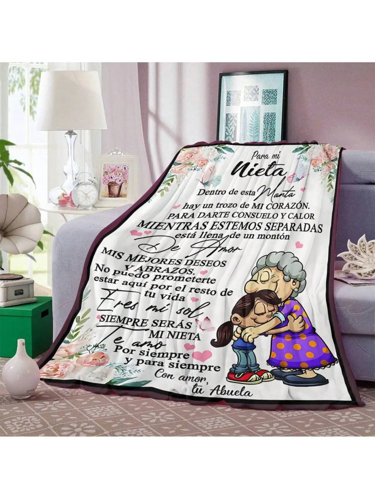 Letter Flannel Blanket for Grandmother for Kids Adults Hot Sale Baby Blanket Letter Fleece Birthday Gift 3