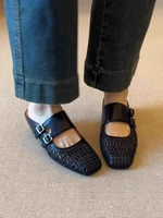Sabots Tressés de Plage pour Femmes Mules en Cuir Sandales à Talon Compensé Moyen Chaussons Rétro Bout Fermé Chaussures d'Été Élégantes Diapositive Confort 3