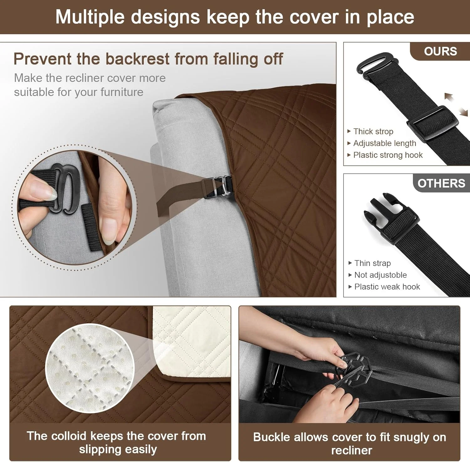 Chair covers 100% Waterproof Recliner Chair Cover Non Slip Cover for Recliner Chair with Pocket Washable Reclining Armchair Protector