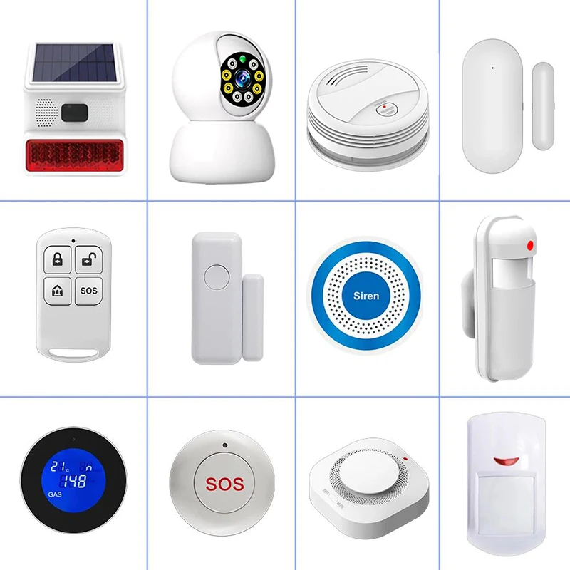 GSM Smart Home Security Alarm System 433MHz Wireless Burglar Motion Detector APP Control Fire Smoke Sensor Kit