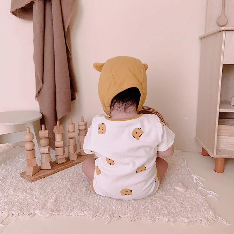 Cotton Baby Boys Summer Bodysuit with Hat