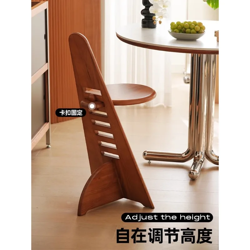High-end Light Luxury Gis Chair Antique Solid Wood Dining Chair Home Backrest Adjustable Creative Stool