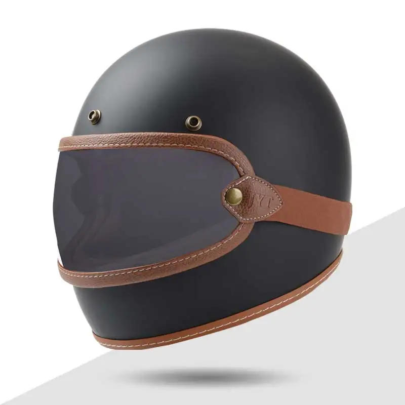

2024 Fiberglass Unisex-Adult Full Face Retro Motorcycle Helmet with Smoked Visor Removable Liner Dot Capacete De Moto Masculino