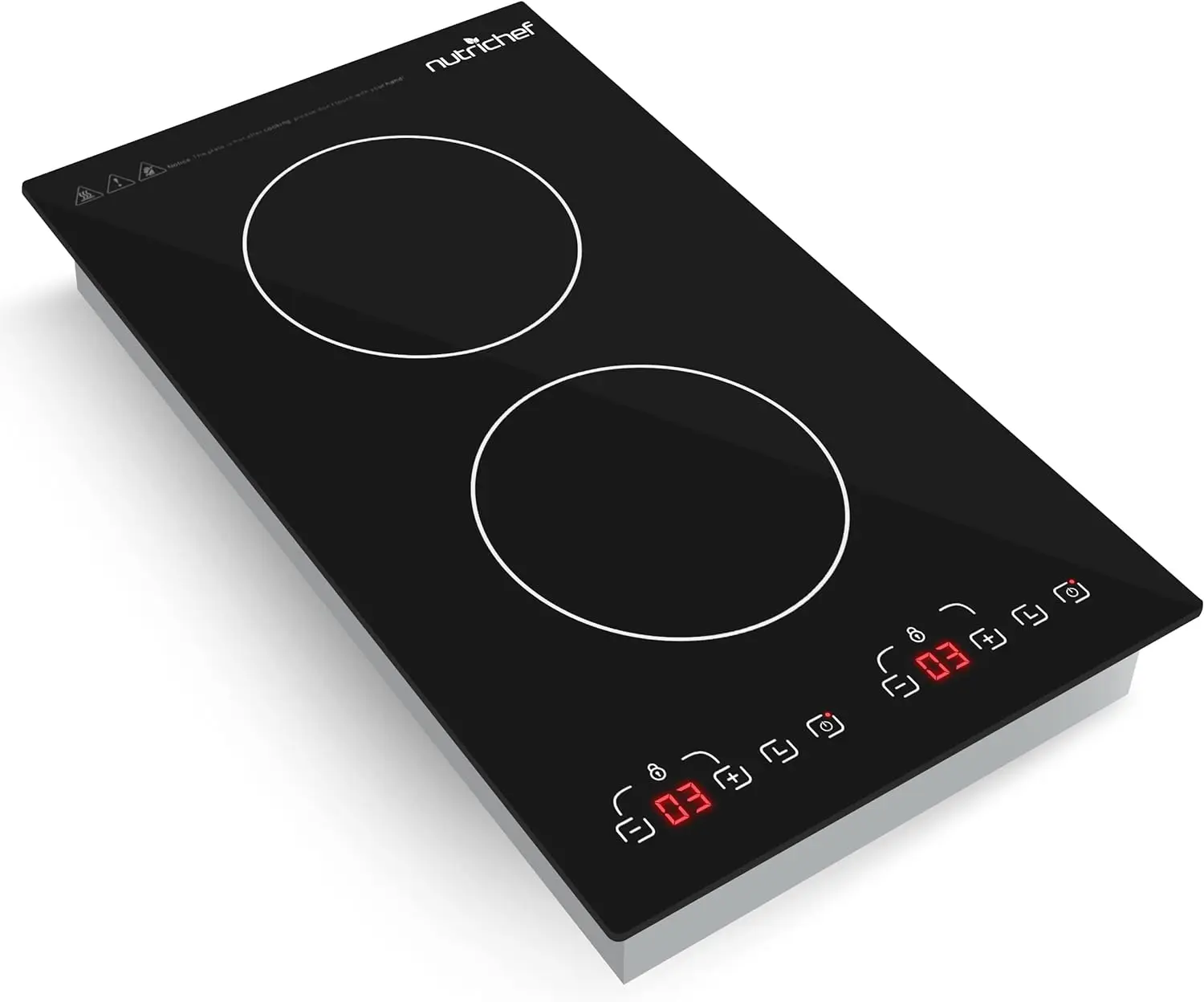 

Cooktop - 120V 2 Glass Induction Burner Zones with Adjustable Temperature Settings - 1800W Induction Cooker with Digital Touch