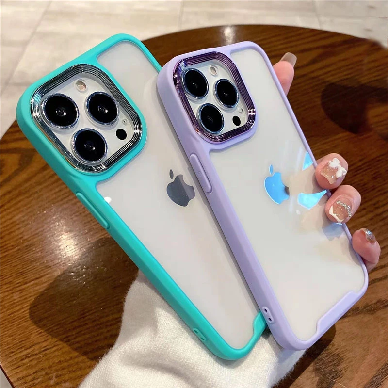 Shockproof Bumper Clear Phone Case For iPhone 13 Pro Max 11 12 XR XS Max X 7 8 Plus 13 Transparent Metal Lens Protection Cover iphone 12 pro max silicone case