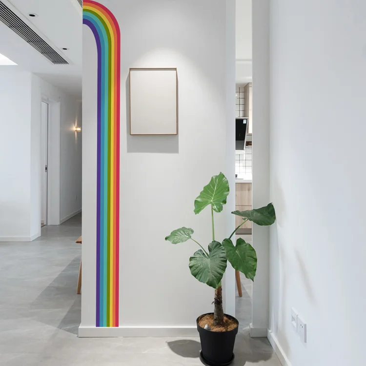 Cartoon Regenbogen Muster Wanda uf kleber Wohnzimmer Schlafzimmer Wand kante Dekoration Aufkleber Kinderzimmer selbst klebende Wohnkultur Tapete – Detail 7