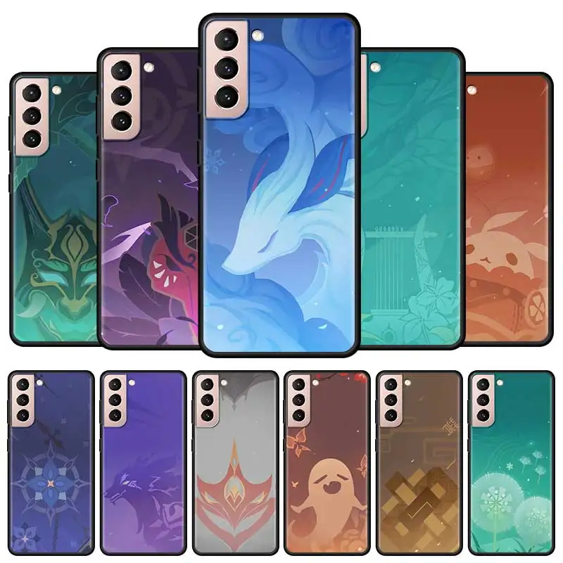 Genshin Impact Icon Custodia Per Telefono Per Samsung Galaxy S23 S22 5G S21 Ultra S20 S10 S9 Plus S10E S8 S7 Custodia Protettiva Per Bordi