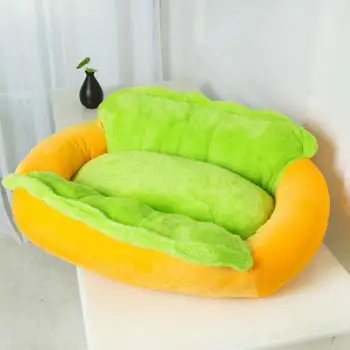 Dog Bed Stuffed Cat Dog Warm Winter Bed Hot Dog Shaped Anti-Slip Base Zippered Sleeping Furniture For Small To Large Dogs For 1