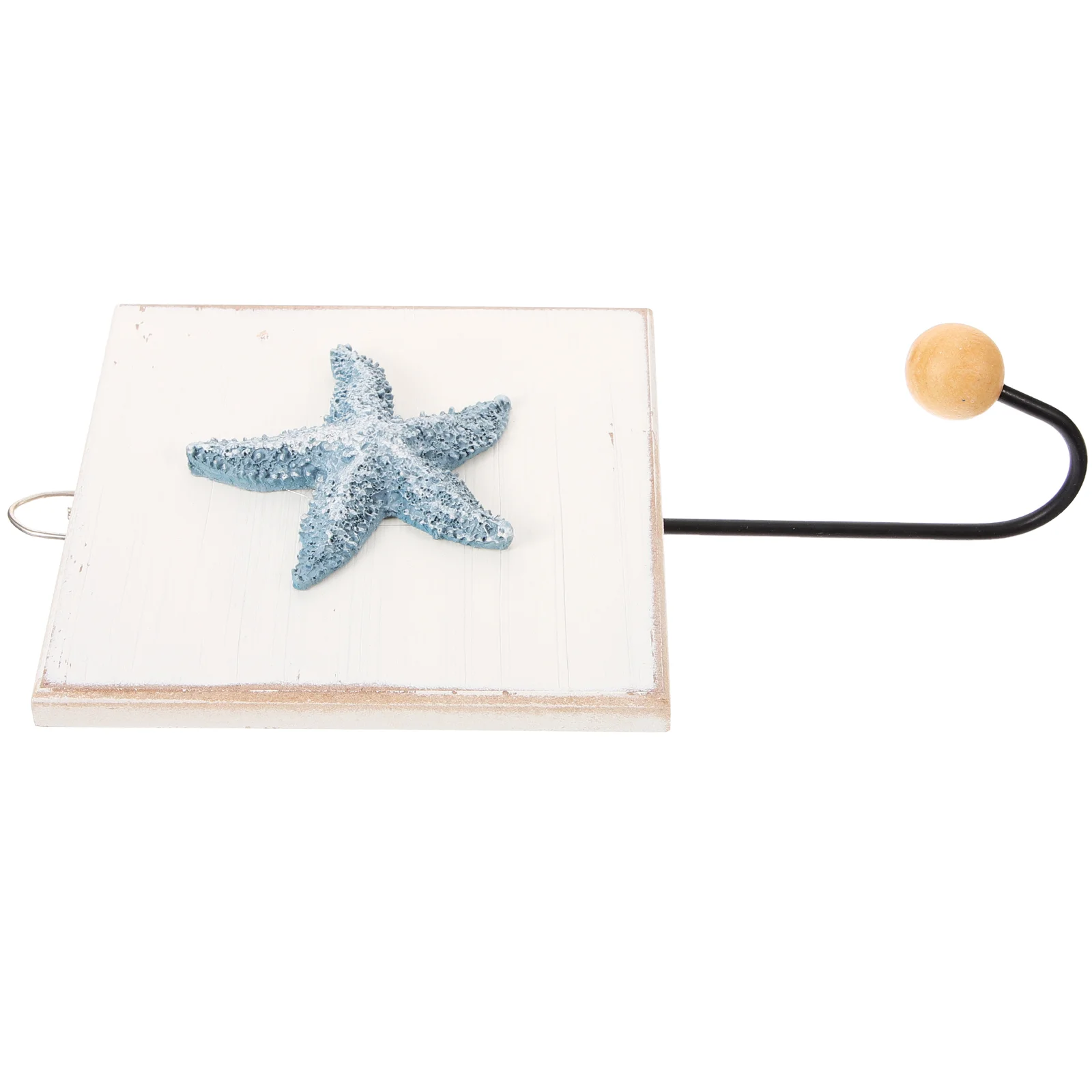 

Coat Rack Hooks Wall Mount Decorate for Towel Sea Star Wood Mediterranean Style Decorative
