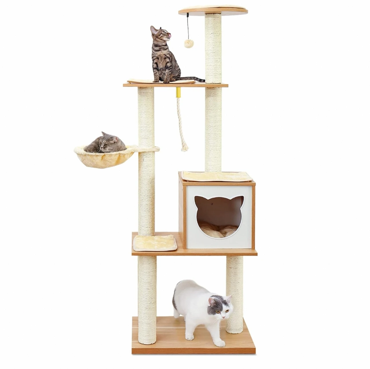 Factory Customization Of Modern Luxury Wooden Cat Cond Wood Color Creative Cat Scratching Post Tower Tree