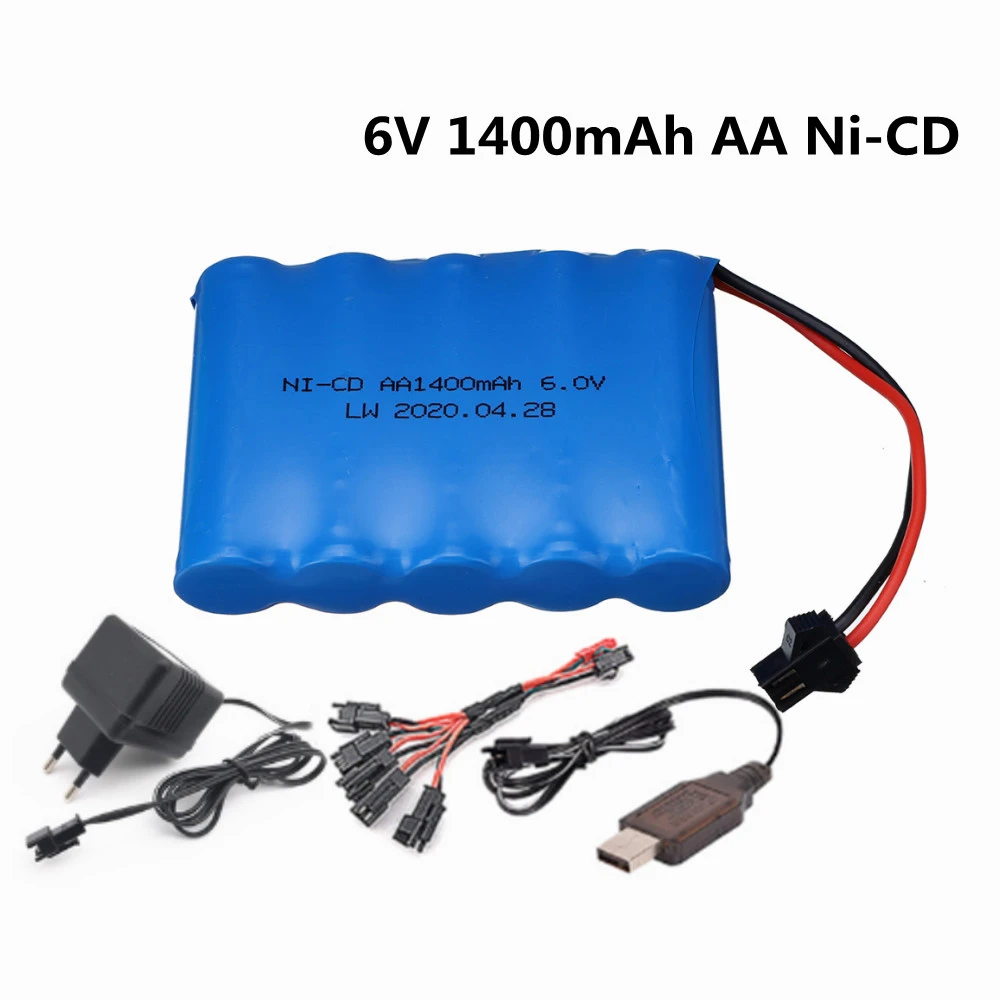 Juego de de batería NiCD de 6v, 1400mah, para juguetes Rc, coches, camiones, Robots, pistolas, barcos, AA, ni cd, paquete de batería recargable de 6v| | -