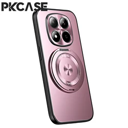 PKCASE 360° Rotating Magnetic Bracket Case with Matte Lens Protective Cover for Redmi K90 Max (Pink)