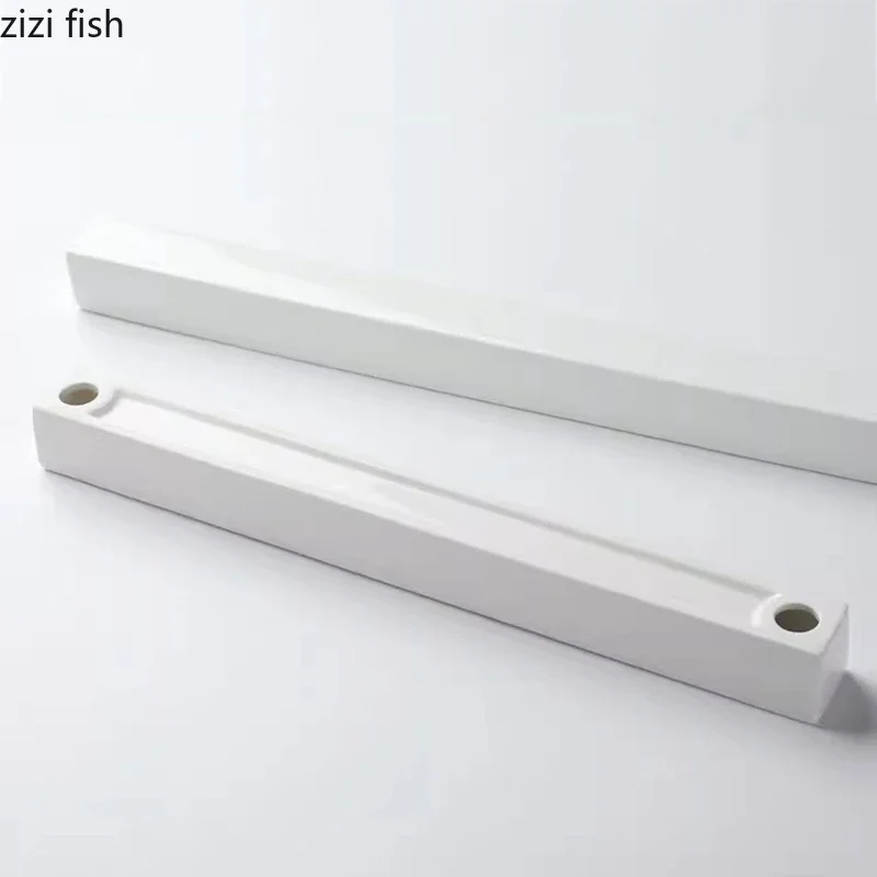Pure White Ceramic Long Strip Plate Square Dessert Plate Sushi Plates Snack Plates Molecular Cuisine Specialty Tableware