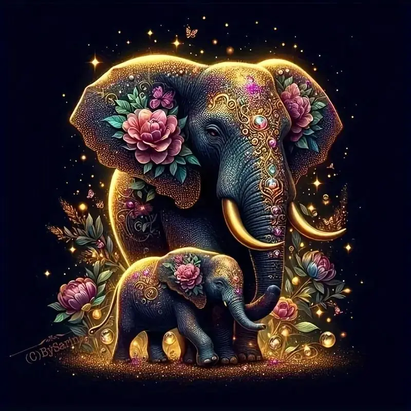 SDOYUNO 5D Elephant Diamond Painting Kit Full Drill Round Diamonds Art ...