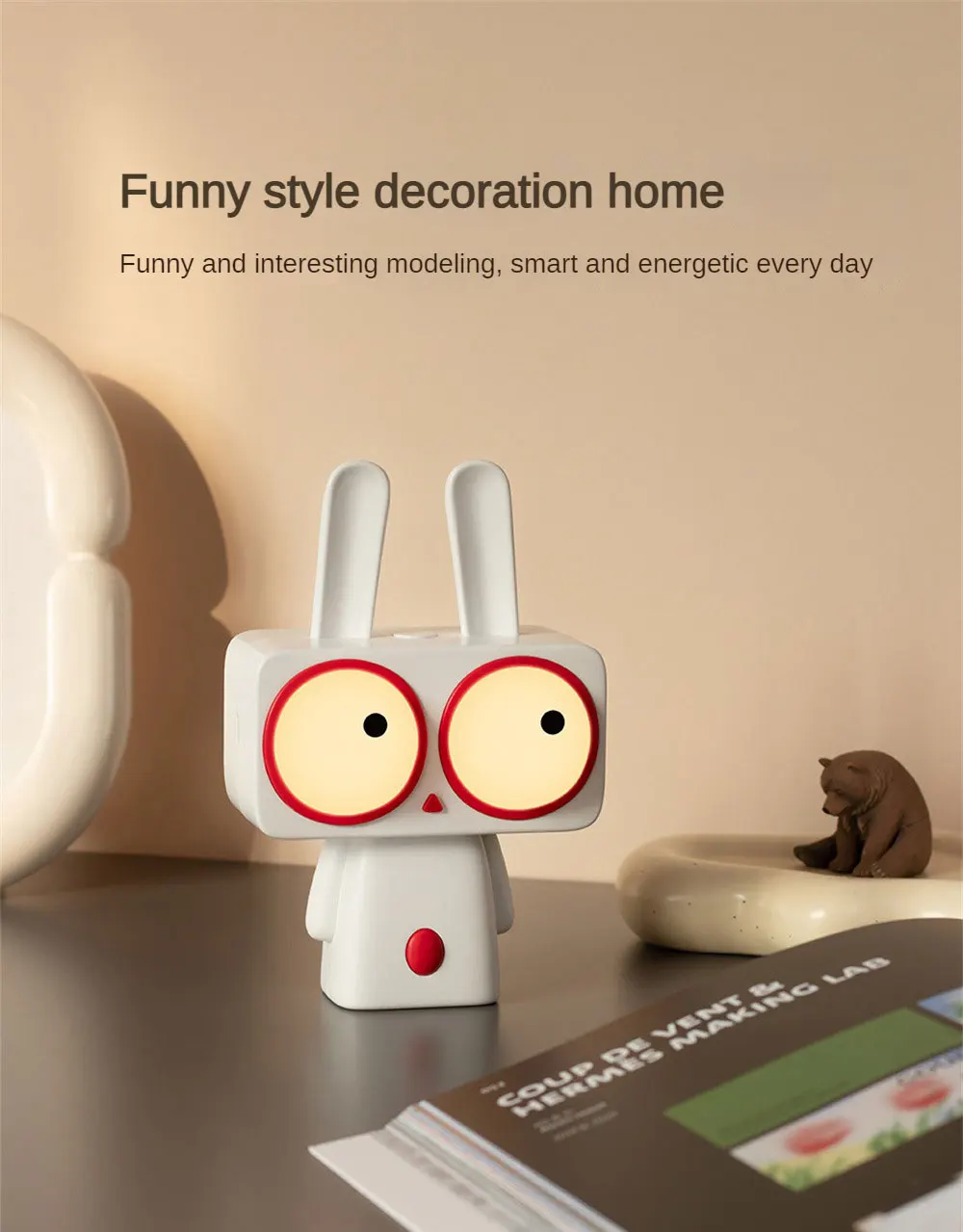 Rabbit LED Night Light USB Rechargeable Infinitely Dimmable Timed Companion Childs Night Light Sleep Cute Light Gift