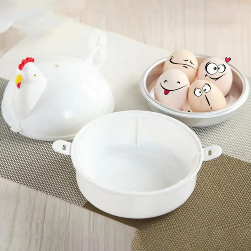 

Stainless Steel Chicken Shaped Microwave 4 Eggs Boiler Cooker Egg Poachers Novelty Kitchen Cooking Steamer Home Egg Poachers