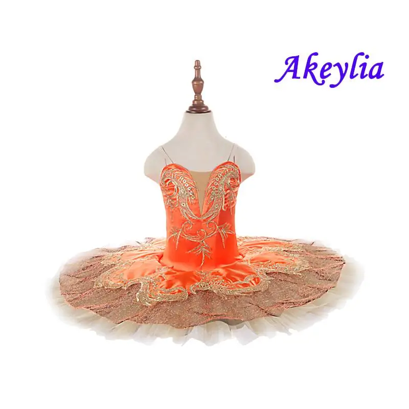 light orange Ballet Tutu Pre-professional Classical Ballet Costume Adult Tutu Pancake Stage Ballet Costume Esmeralda BSLT20046