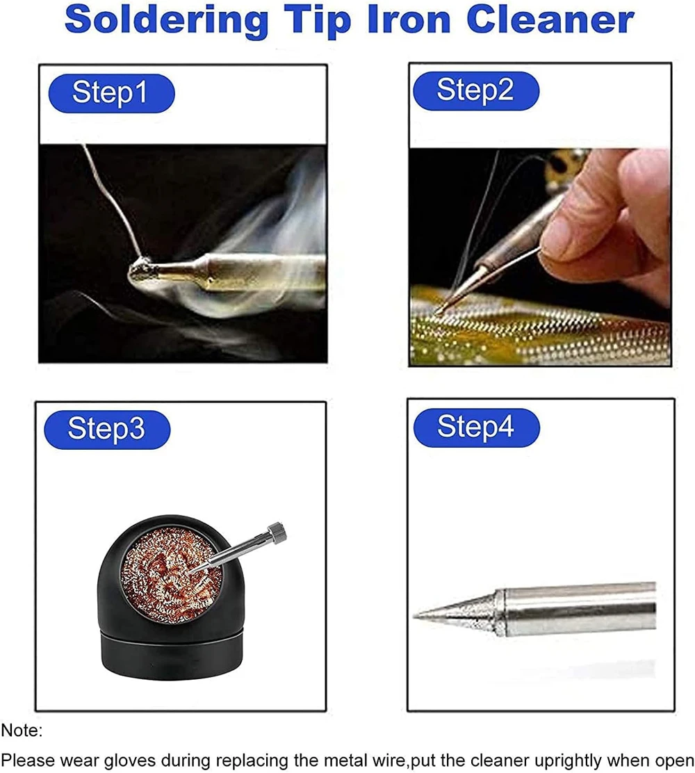 Soldering Iron Tip Cleaner Solder Tip Cleaning Brass Wire Sponge Stand Set Holder