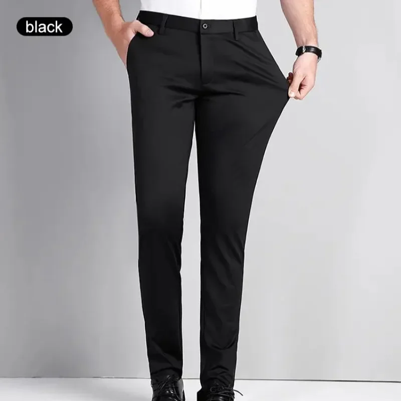 Men's Business Casual Long Pants Comfortable Stylish Ice Silk Thin Trousers Suit High Waist Breathable Pants business pants suit pants men pants thin trousers