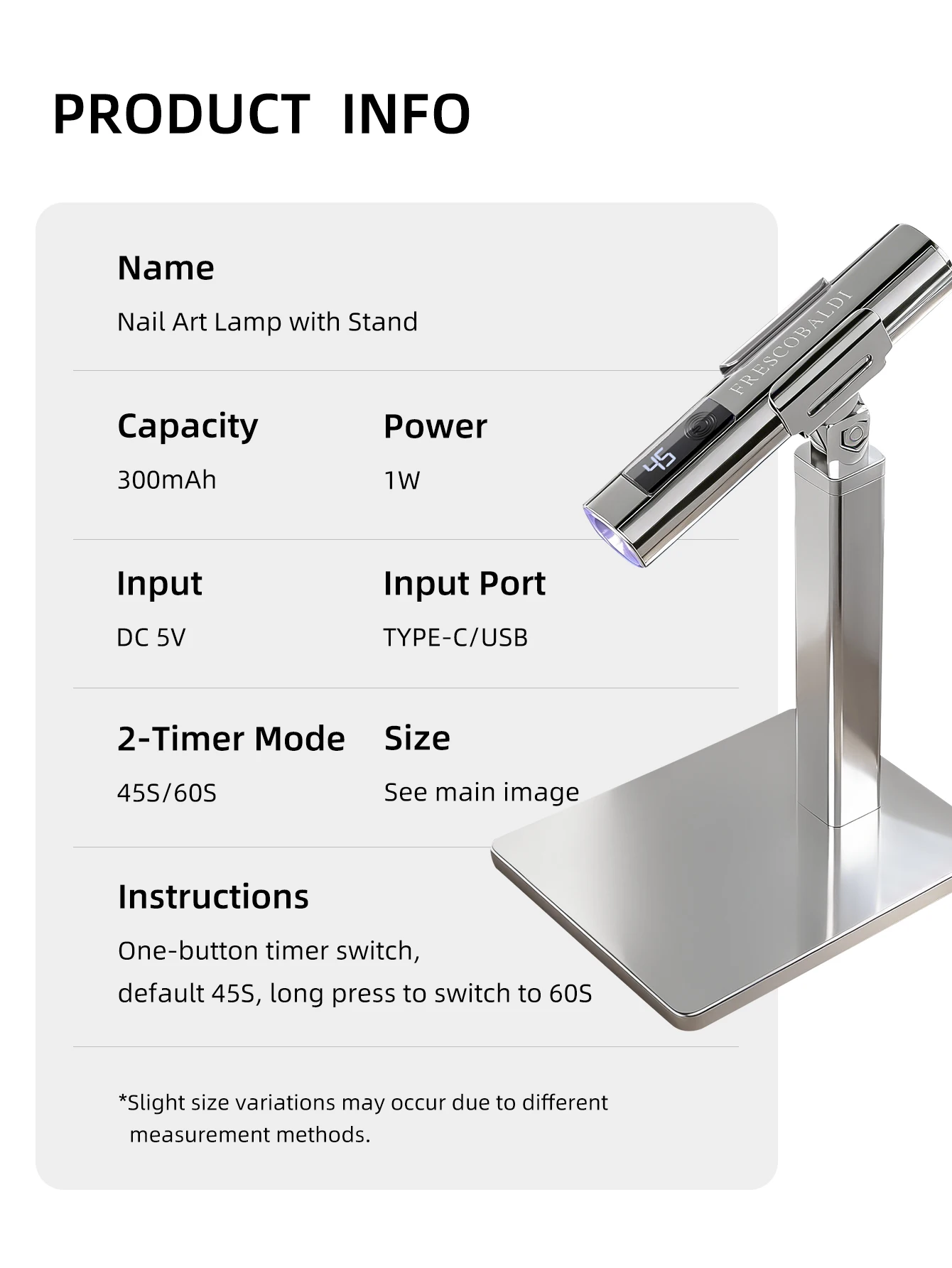 1Pc 미니 온스크린 디스플레이 젤 네일용 스탠드가 있는 휴대용 네일 아트 UV 램프, 휴대용 LED 네일 램프, USB 네일 건조기