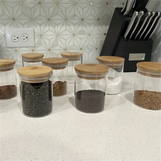 Bamboo Lid Glass Storage Jars – 250ml (12-Piece Set) 2