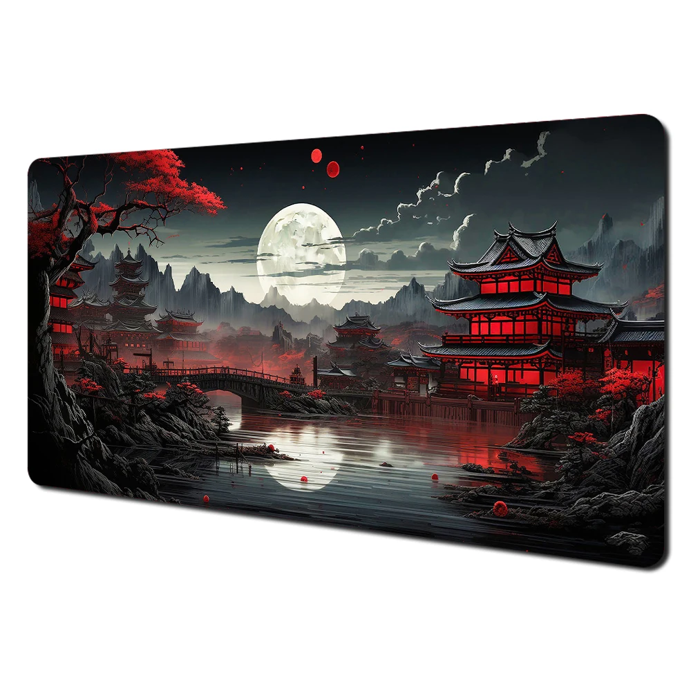 Mount Fuji Cherry Blossom Art Large Desk Mat - Stitched Edge Non-Slip Durable MousePad